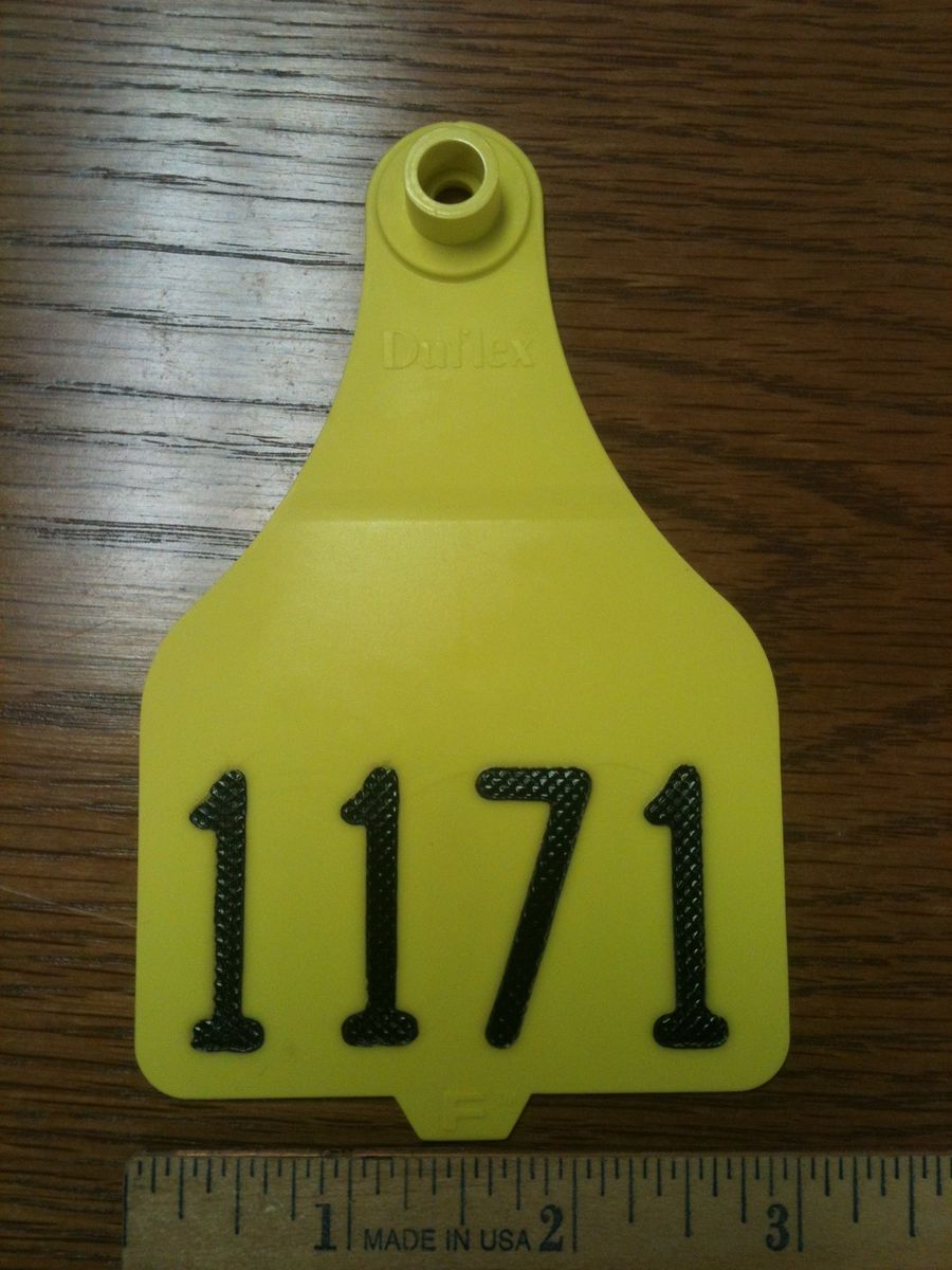 Duflex Destron Fearing Extra Large Yellow Livestock Cattle Cow ID Tags