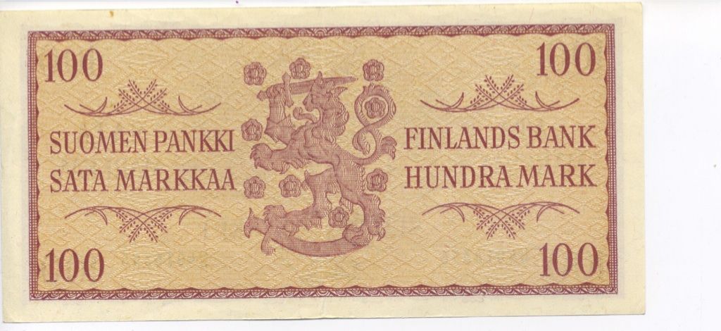 1963 100 Finlands Bank Hundra Mark Paper Note VF 30399