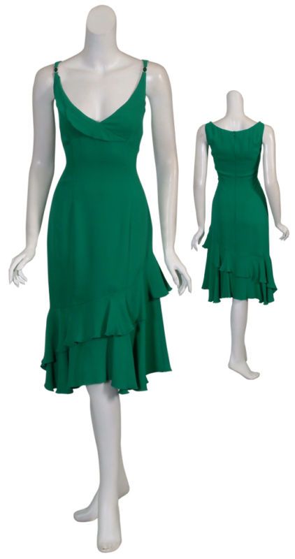 Emerald Green Silk ESCADA Eve Cocktail Dress 38 8 New