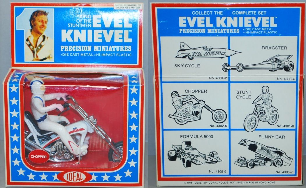 evel knievel 1977 ideal mib die cast chopper motorcycle
