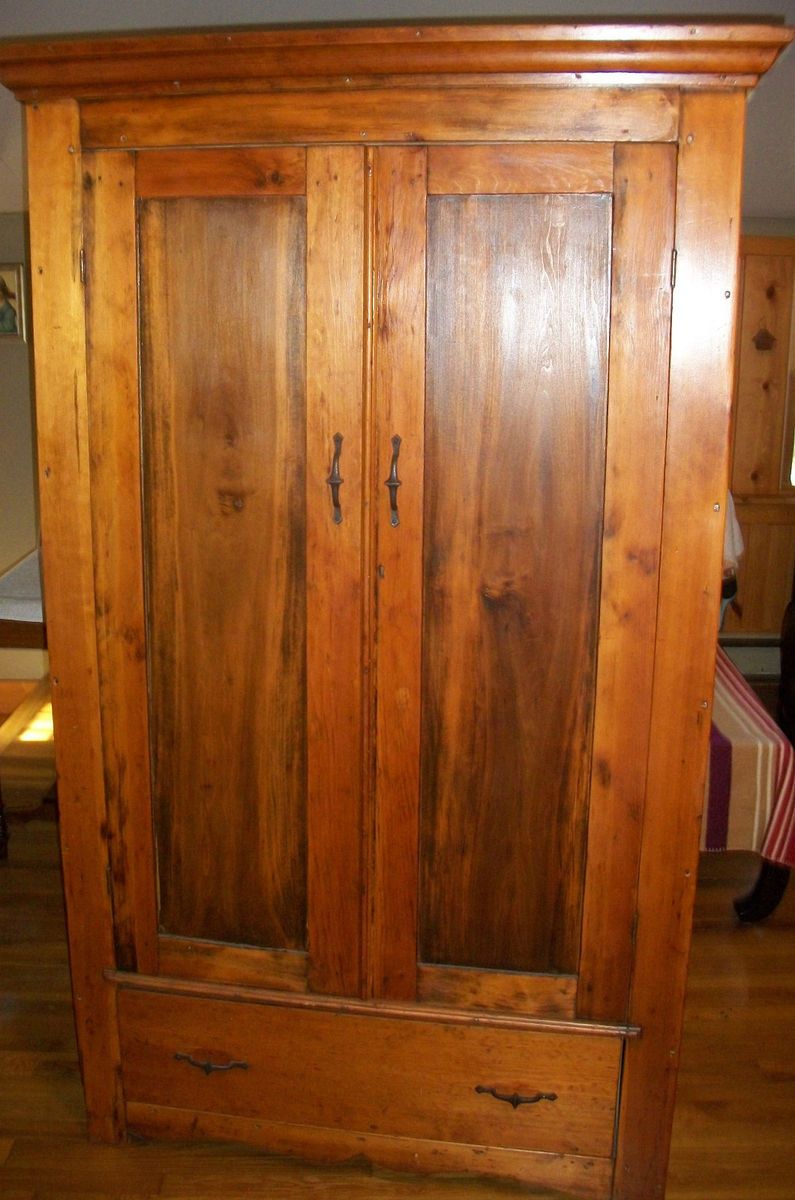 Early American Country Antique Colonial Armoire Wardrobe Federal