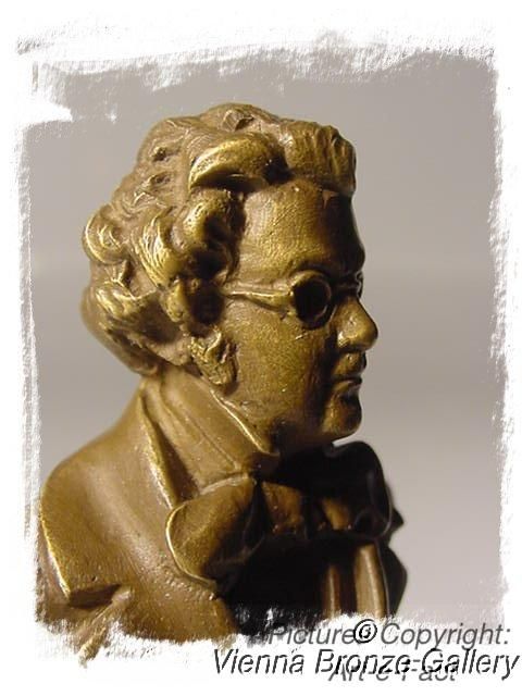 Nice Vienna Bronze Bust of Austrian Composer Franz Schubert