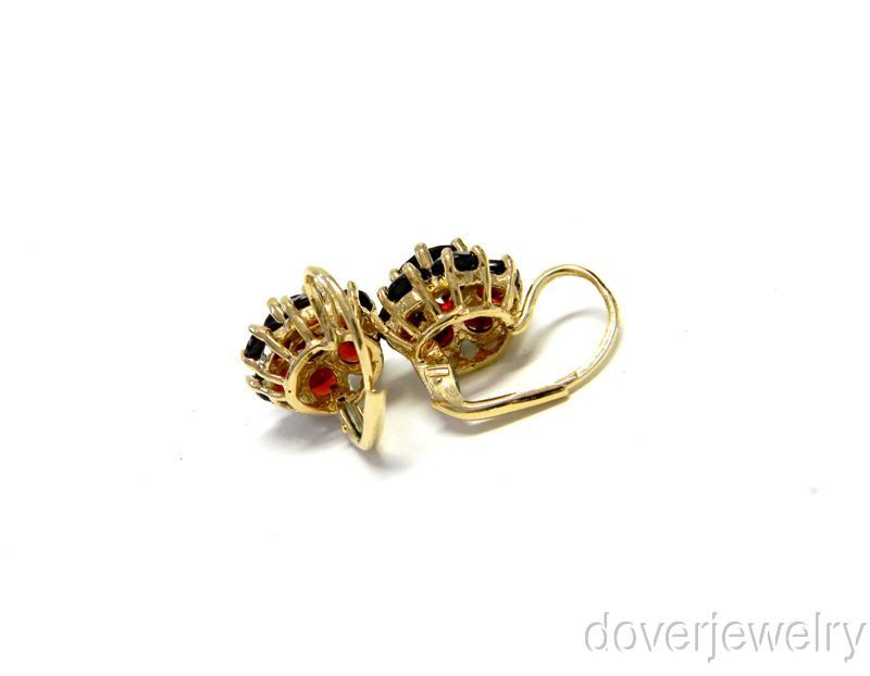 Estate 14k Gold 4 00ct Garnet Flower Drop Earrings