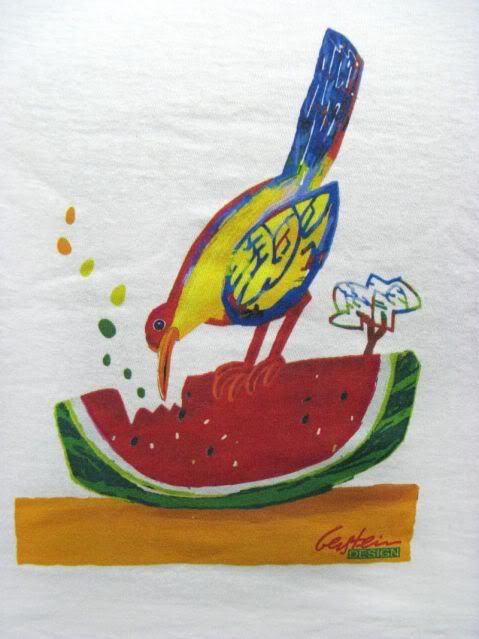 David Gerstein Bird with Watermelon T Shirt White