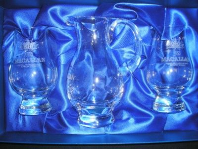 Macallan Scotch Whisky Glencairn Iona Water Jug Two Glass Boxed Set