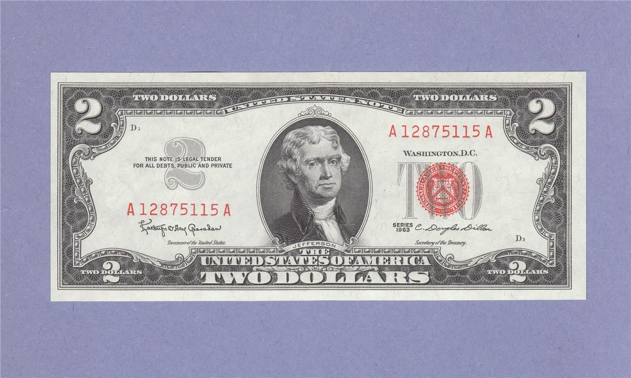  Uncirculated Two Dollar Bill $2 Note Red Seal Granahan Dillon 12875115