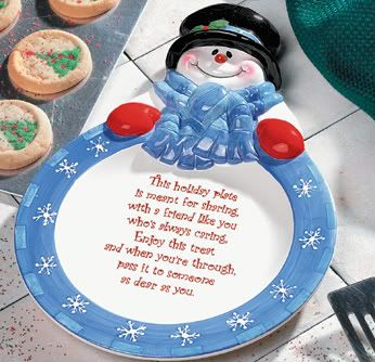 Fill this dolomite Snowman Plate with homemade treats and give to a