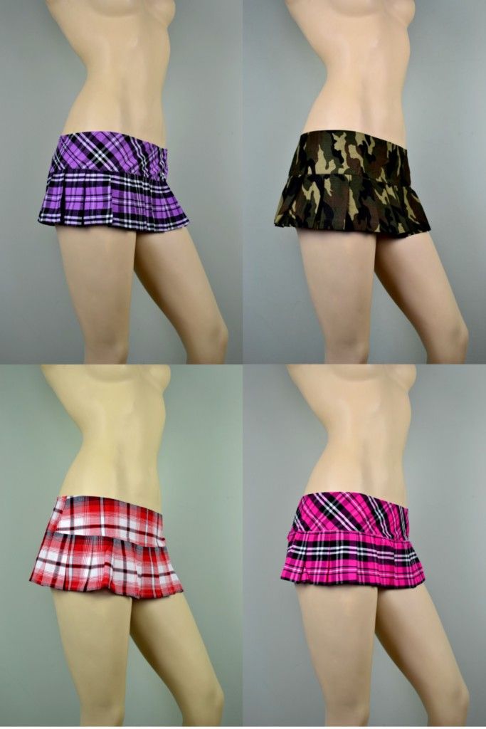 Pleated Low Rise School Girl Micro Mini Skirt 3 Sizes