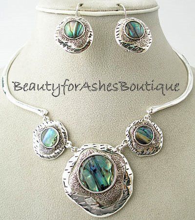 Icon Ariel Abalone Shell Necklace Earrings Set