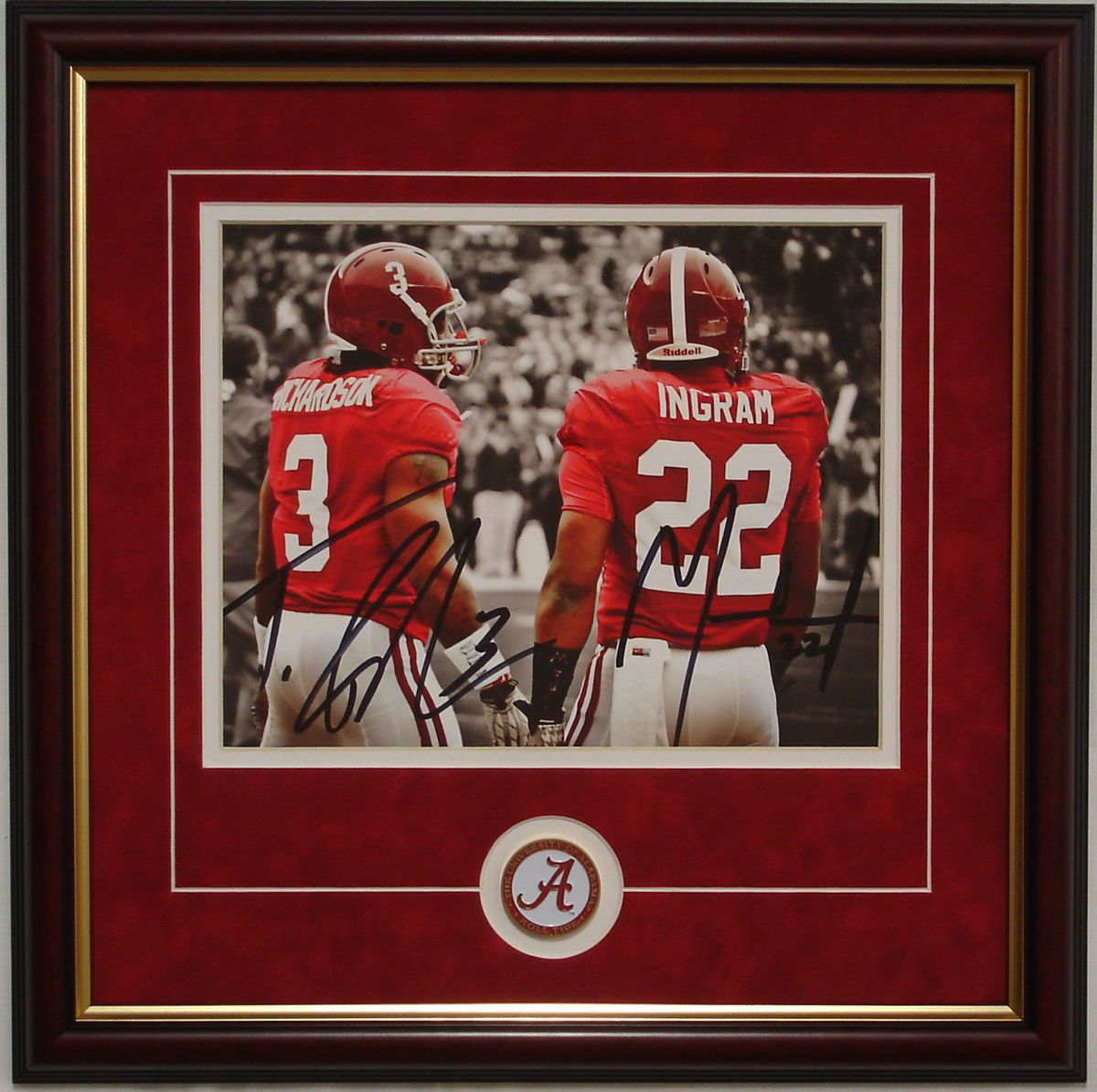 Alabama football Mark Ingram Trent Richardson autographed framed print