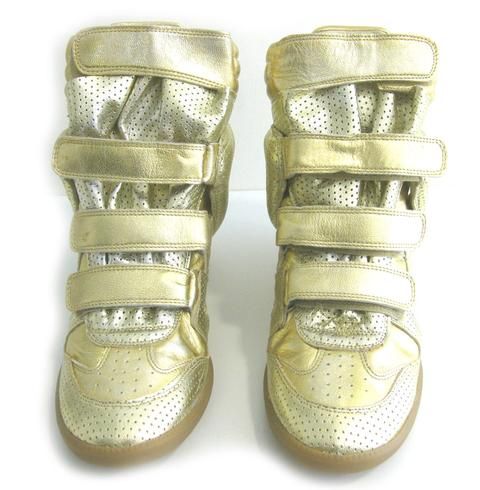 Isabel Marant Sold Out Bird Gold Dore Wedge Sneakers Trainers NWB