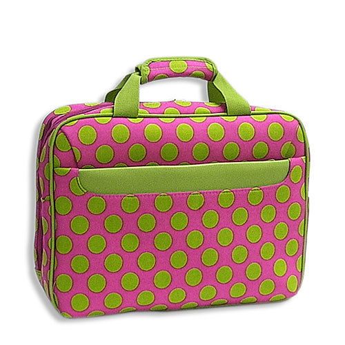 Pink Green Polka Dot Laptop Case Briefcase Computer Bag