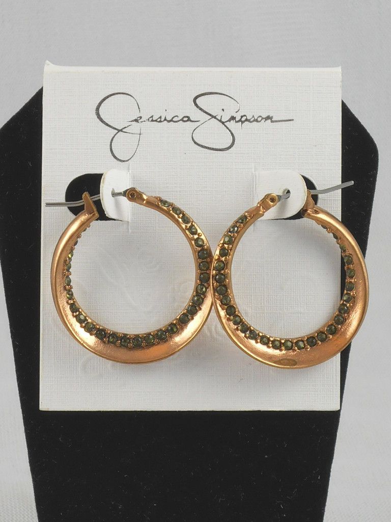 Jessica Simpson Rose Gold Pave Twisted Hoop Earrings