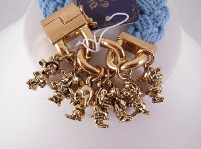 Disney Couture Antique Gold Bracelet with Snow White 7 Dwarf Charms