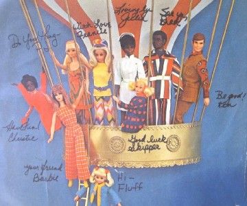 Vintage 1964 Barbie Friends Family Hot Air Balloon Poster  