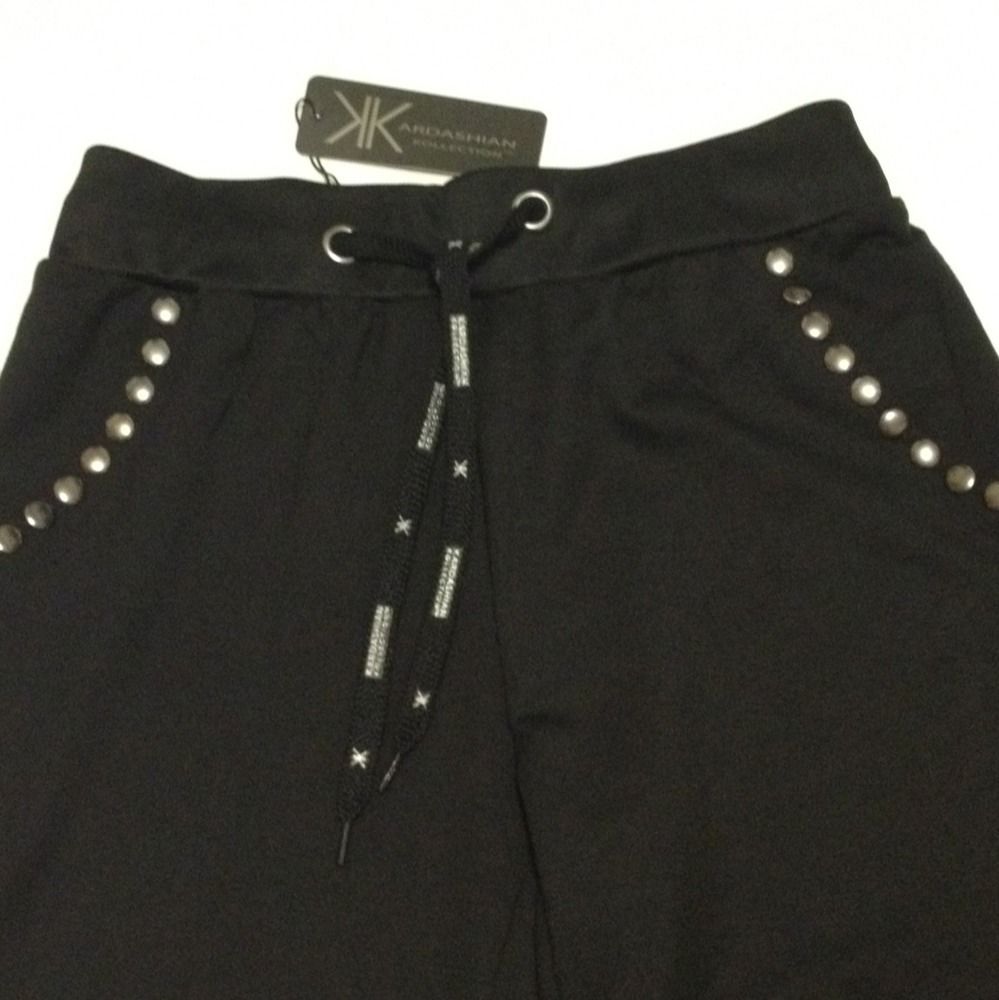 Kardashian Kollection sweat Pants Black Studded Sz XS 