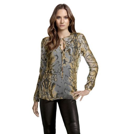 274 LAgence Silk Keyhole Blouse in Ivory Brown