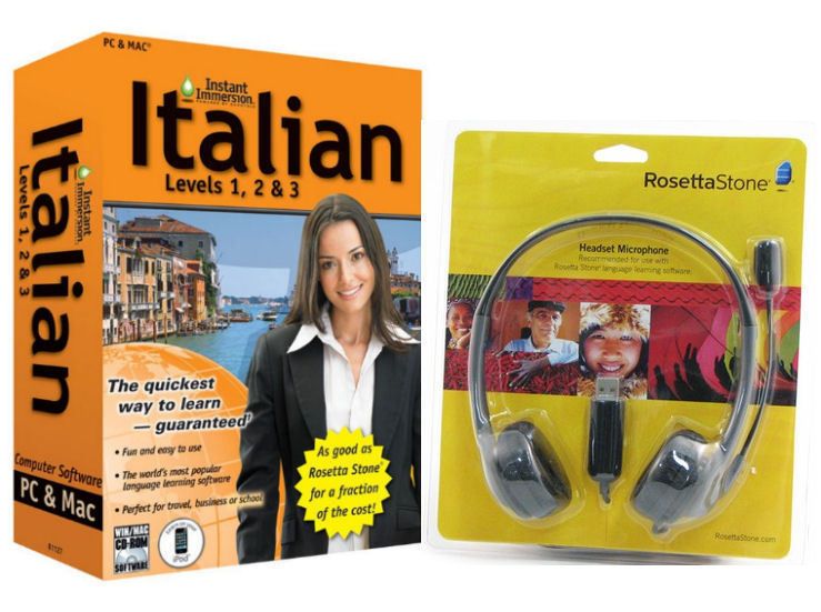 NEW Language Software Instant Immersion Italian AND Rosetta Stone USB