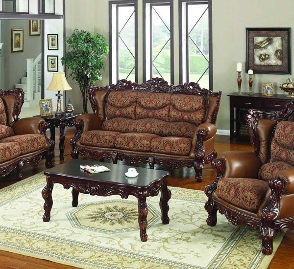 SENSATIONAL LEATHER FABRIC WOOD SOFA COUCH LIVING ROOM FURNITURE