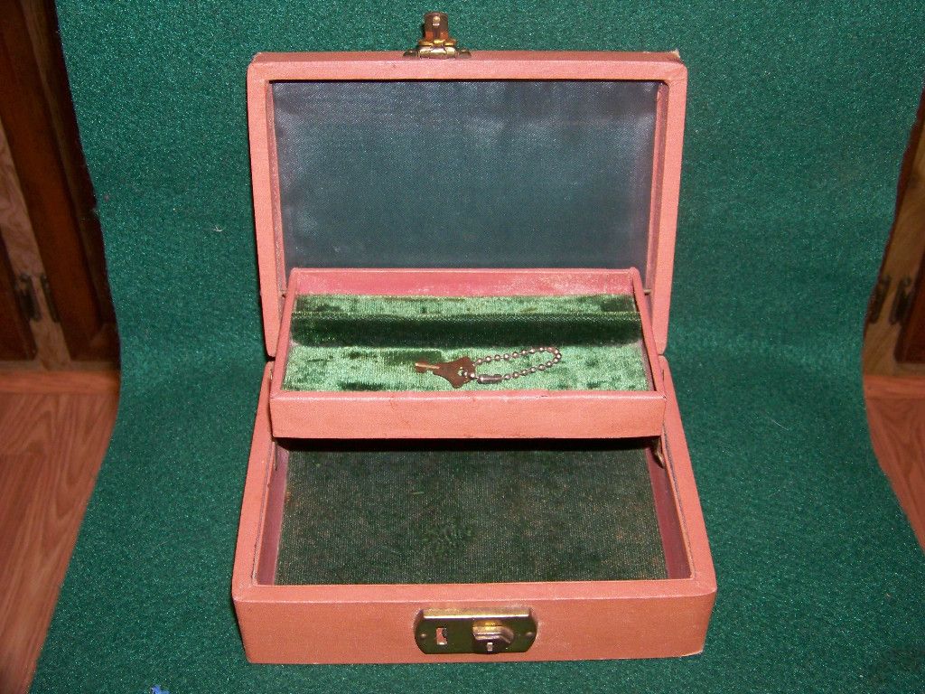 Vintage Locking Trinket Jewelry Box w Key