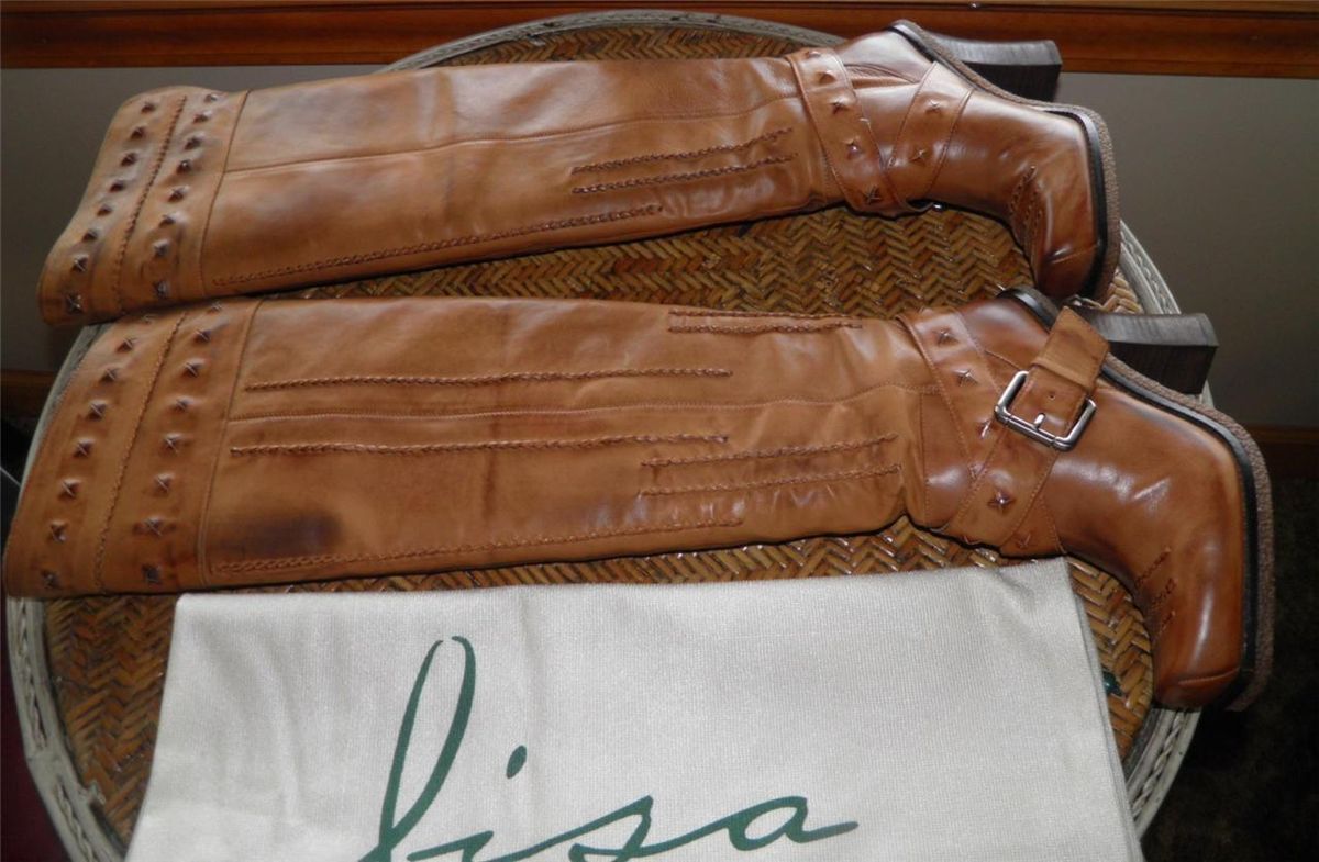 Boots Womens Lisa for Donald Pliner Barco Brown Cognac Sz 6 5 Leather