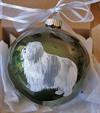 Polish Lowland Sheepdog Christmas Ornament Handpainted