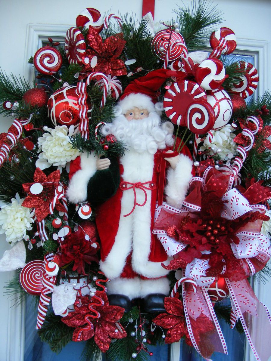 Petal Pushers Custom Made Santa Wreath Gingerbread Wreath Christmas