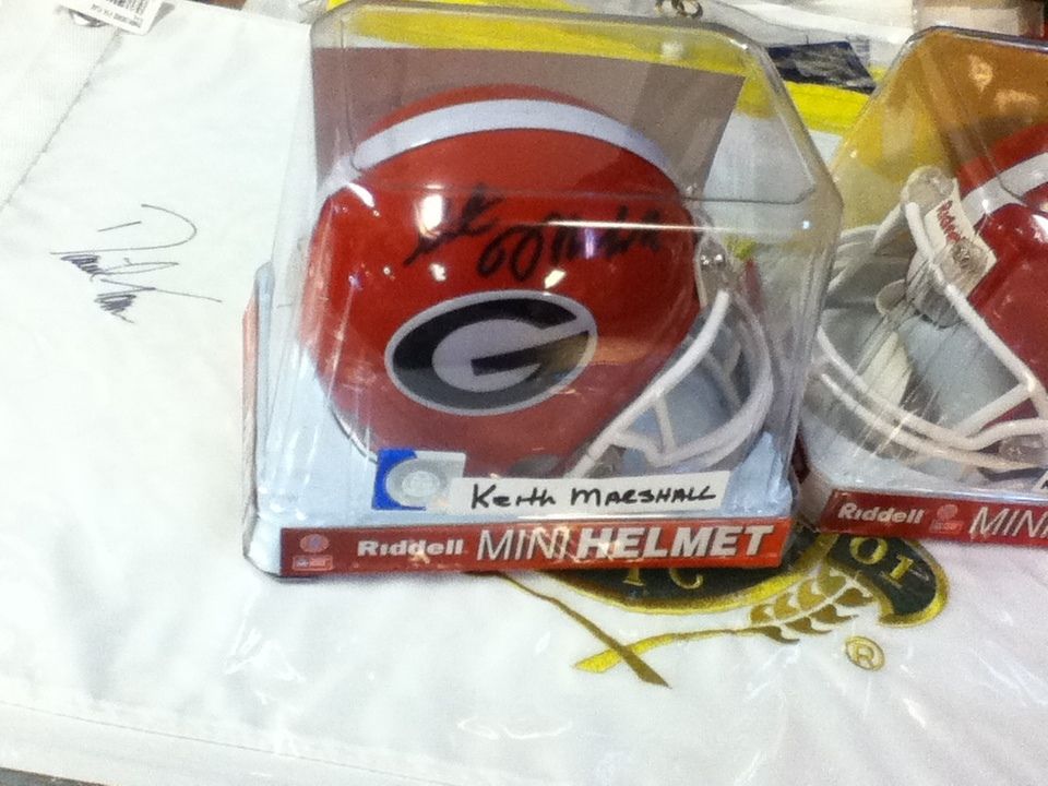 Keith Marshall Autographed Georgia Bulldogs Mini Helmet COA Holograms