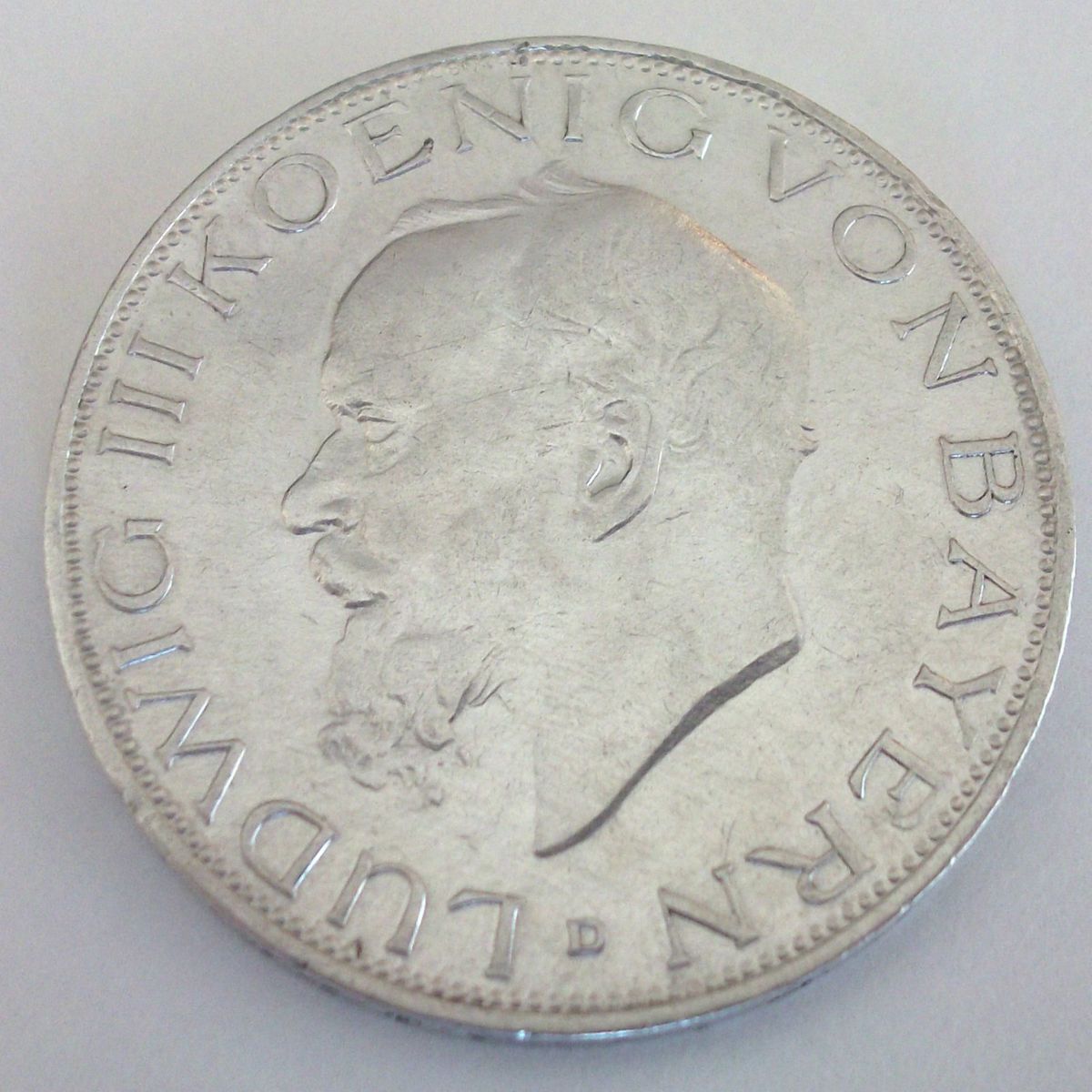 1914 D 3 Mark Germany Coin King of Bavaria Ludwig III Drei Mark