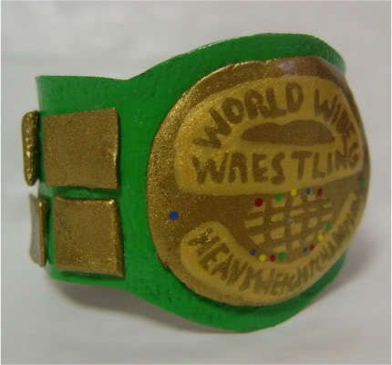WWE WWF World Action Figure Belt Green Legends Hulk Hogan Iron Sheik