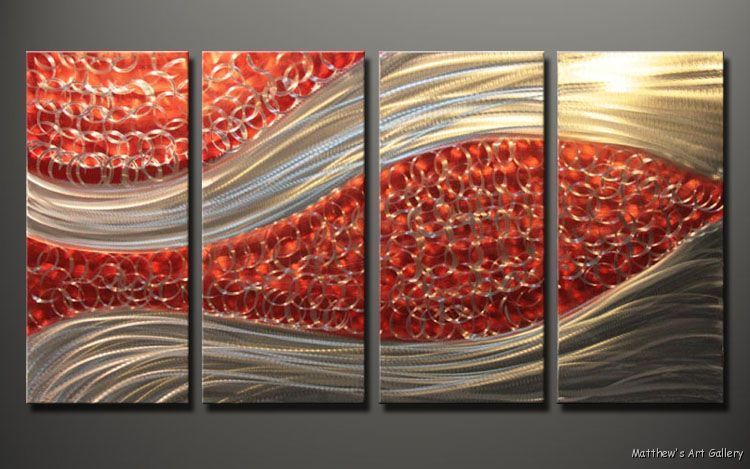 Metal Wall Art Abstract Modern Home Decor 4 Panels Large Contemporary