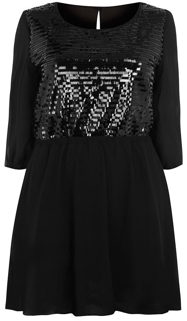 Ladies Plus Size Black Sequin Dress #622