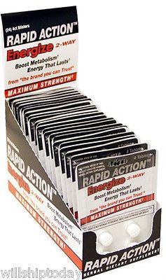 Rapid Action Energize 2 Way Energy Pills 24 packs of 4 = 96 pills Max