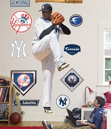 FULL SIZE    CC SABATHIA & New York YANKEES Fathead logo + All