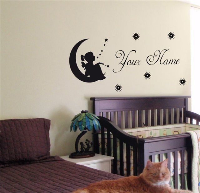PERSONALIZED BABY NAME TINKERBELL FAIRY WALL STICKER BOY GIRL ROOM 09