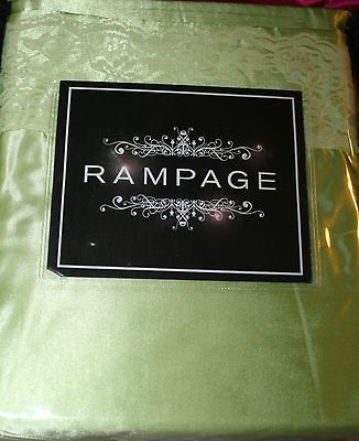 Rampage Lime Green Satin & Lace Queen Sheet Set SHINY NEW