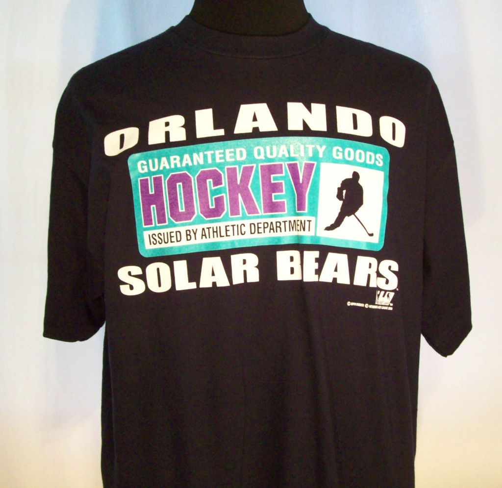 Vintage ORLANDO SOLAR BEARS T Shirt XL IHL Ice Hockey navy blue