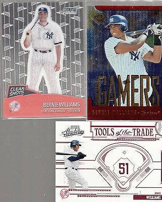 3x Rare Insert Lot Bernie Williams ToTT Leaf Gamers Stadium Club