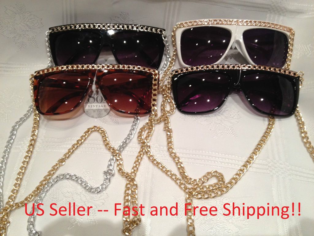 Fashion Sunglass with Chains Lady Gaga Snookie Jersey Shore Gold