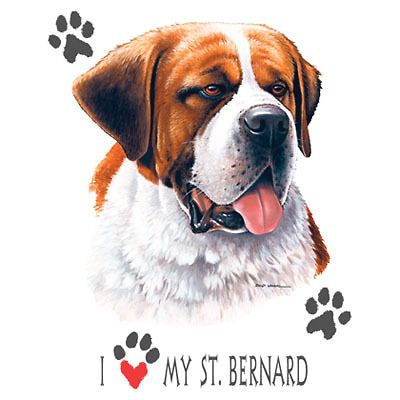 Dog Tshirt I Love My St. Bernard Cute Puppy Pet Paw Canine