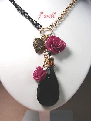 Newly listed Betsey Johnson Black Waterdrop Openable Love Heart w/Red