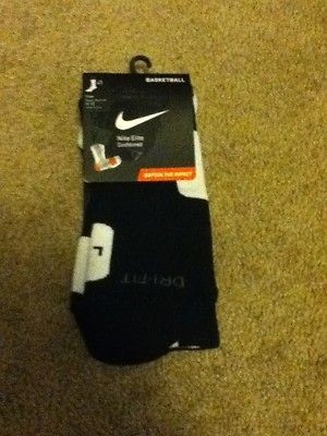 Nike Elite Basketball Socks Black & White Size Med.