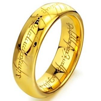 Tungsten Lord of the Rings The One Band Gold Plated Size 7 8 9 10 11