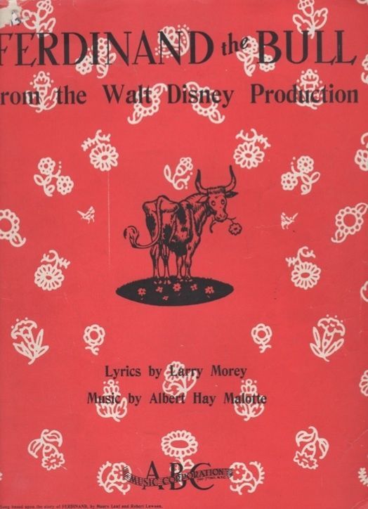 Ferdinand the Bull FROM THE WALT DISNEY PRODUCTION sheet music 1936
