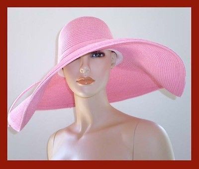 NEW WOMANS SUN SUMMER WIDE 7 BRIM CHURCH PINK HAT CUTE