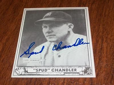 New York Yankees Spud Chandler Signed Auto 1940 Playball Reprint Card