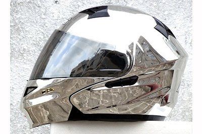 MASEI 815 SILVER CHROME Flip Up Motorcycle Helmet M XL