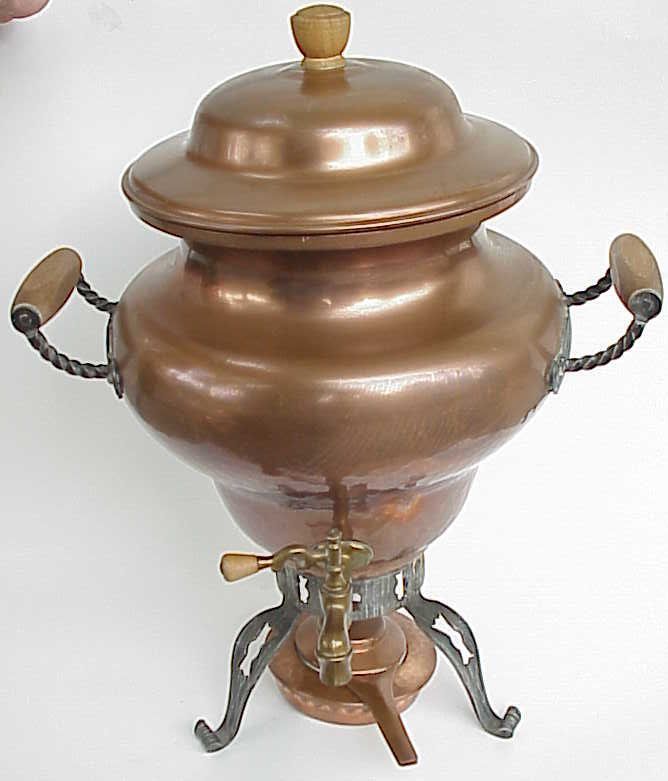 Antique Swiss Hammered Copper Coffee Urn. NICE