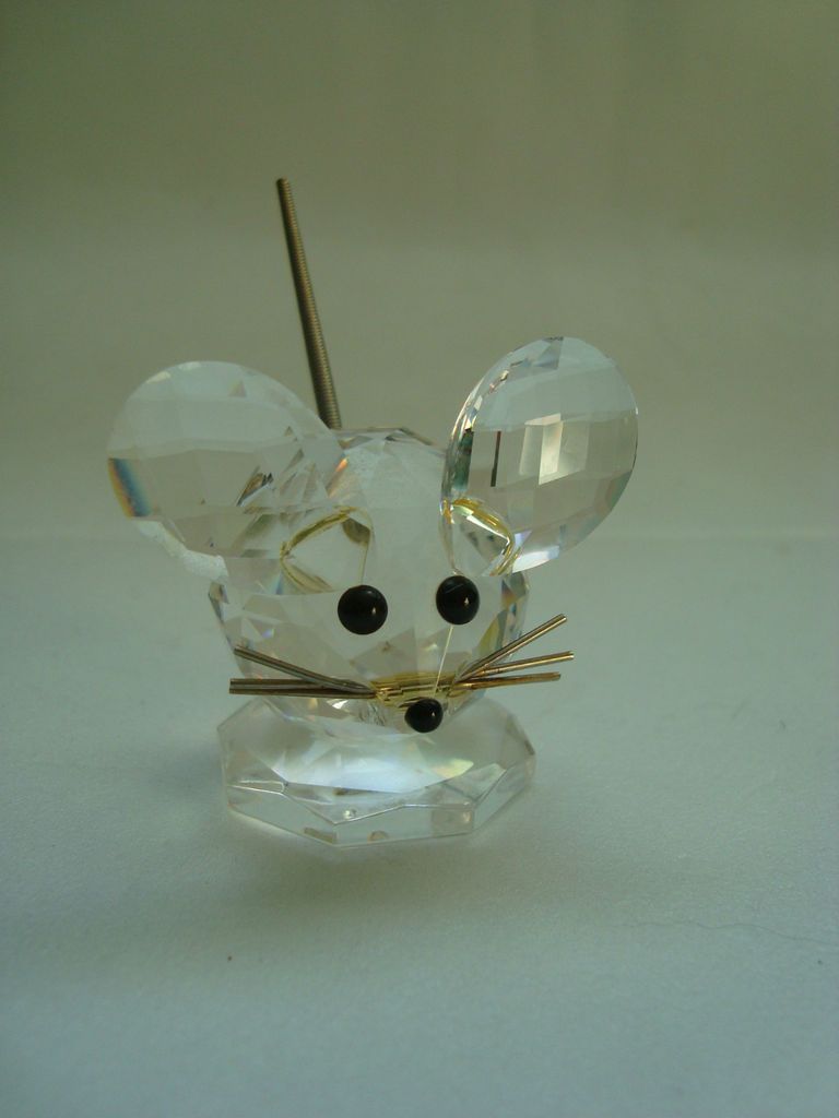 Swarovsky Crystal Mouse Small Figurine Spring Coil Tail Gold Whiskers