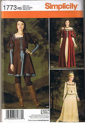 Renaissance Medieval Dress Gown Queen Costume Sewing Pattern Size 6 8
